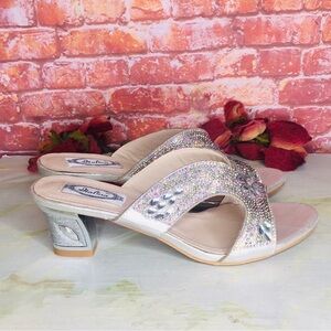 Italinia Silver Crystal and Rhinestone Sexy Slip On High Heels